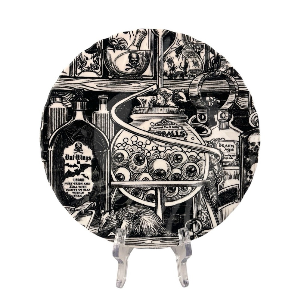 Royal Wessex Halloween Potions Eyeball Salad Plate 8" NEW NWOT Apothecary Black